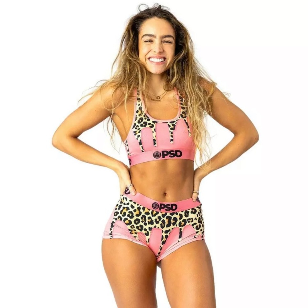 ‼️ PSD Underwear and Bra Womens Sommer Ray Cheetah Drip Boyshorts Multi